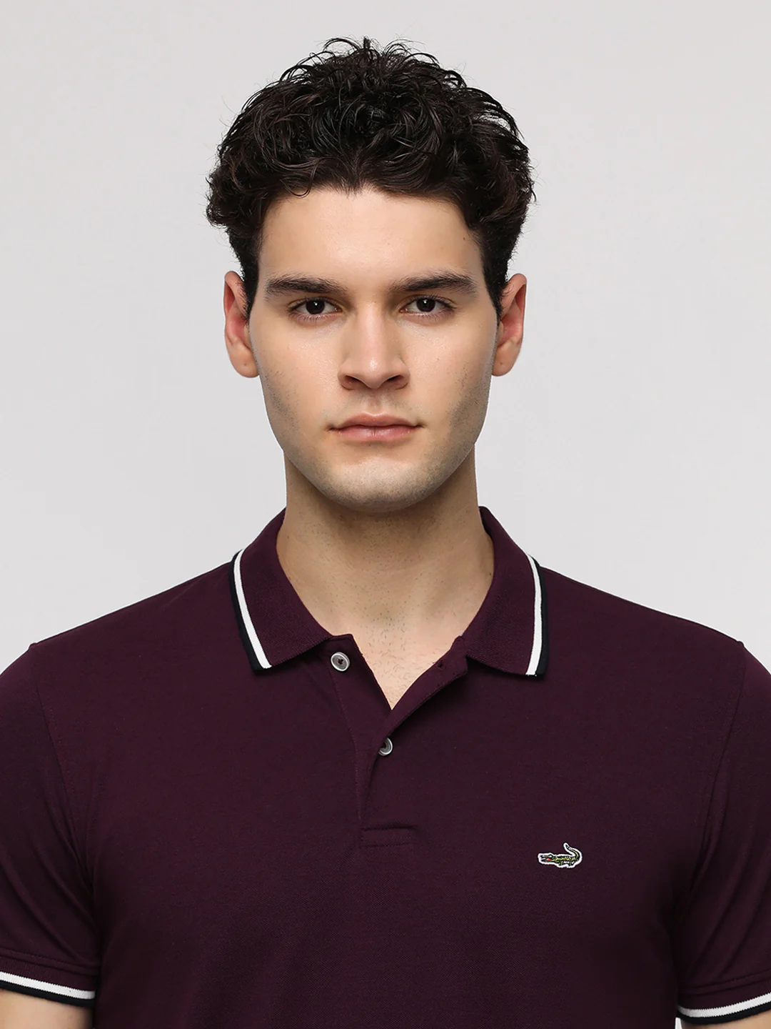 Solid Strecth Polo T-Shirt in Wine