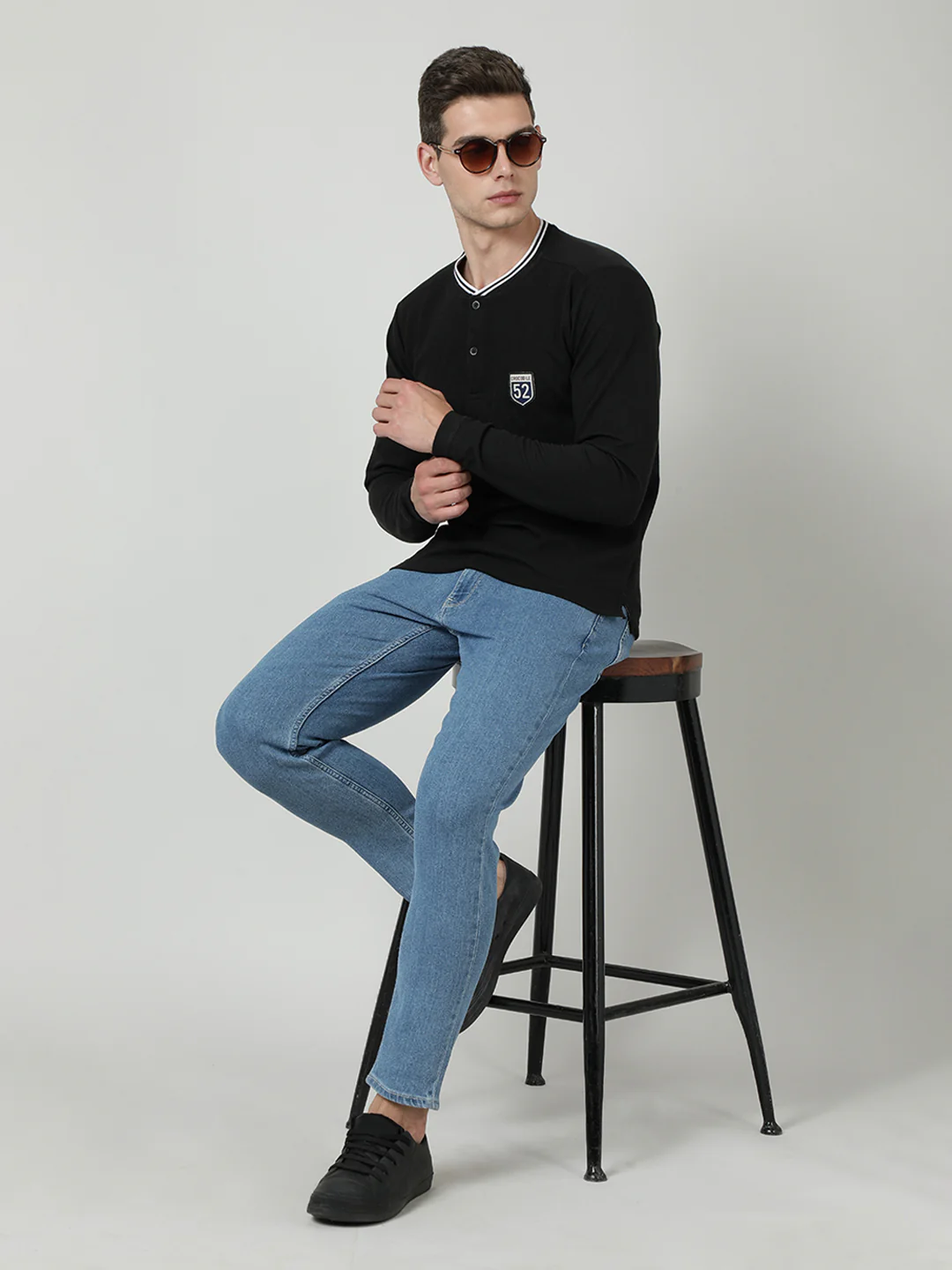 Black Solid Full Sleeve T-Shirt