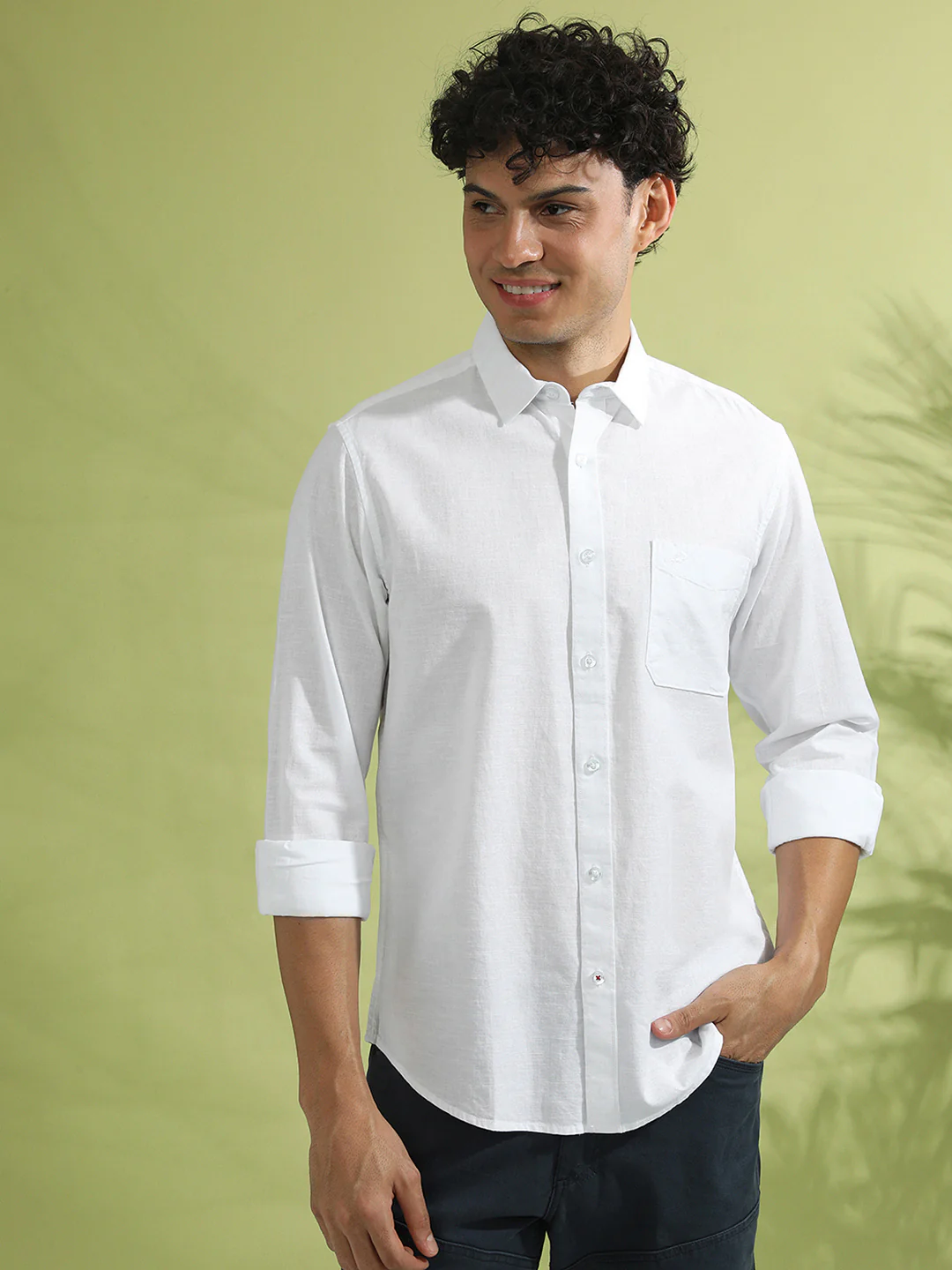 White Solid Full Sleeve 100% Cotton Shirt