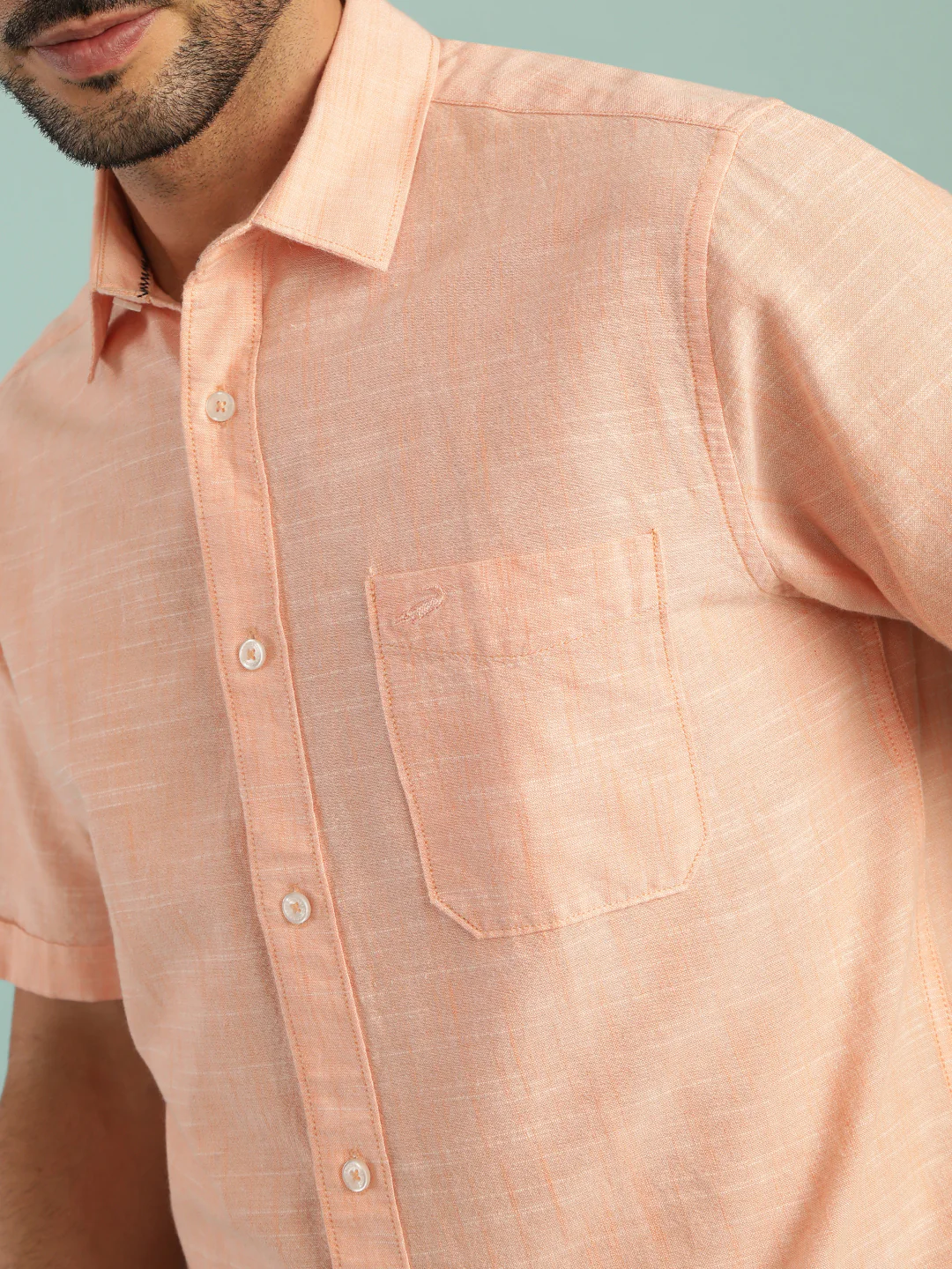 Orange Solid Half Sleeve 100% Cotton Shirt