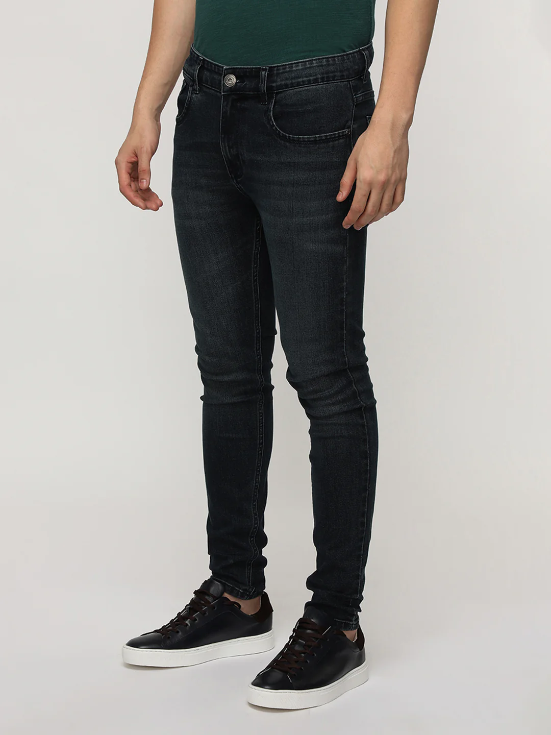 Dark Blue Knit Stretch Jeans