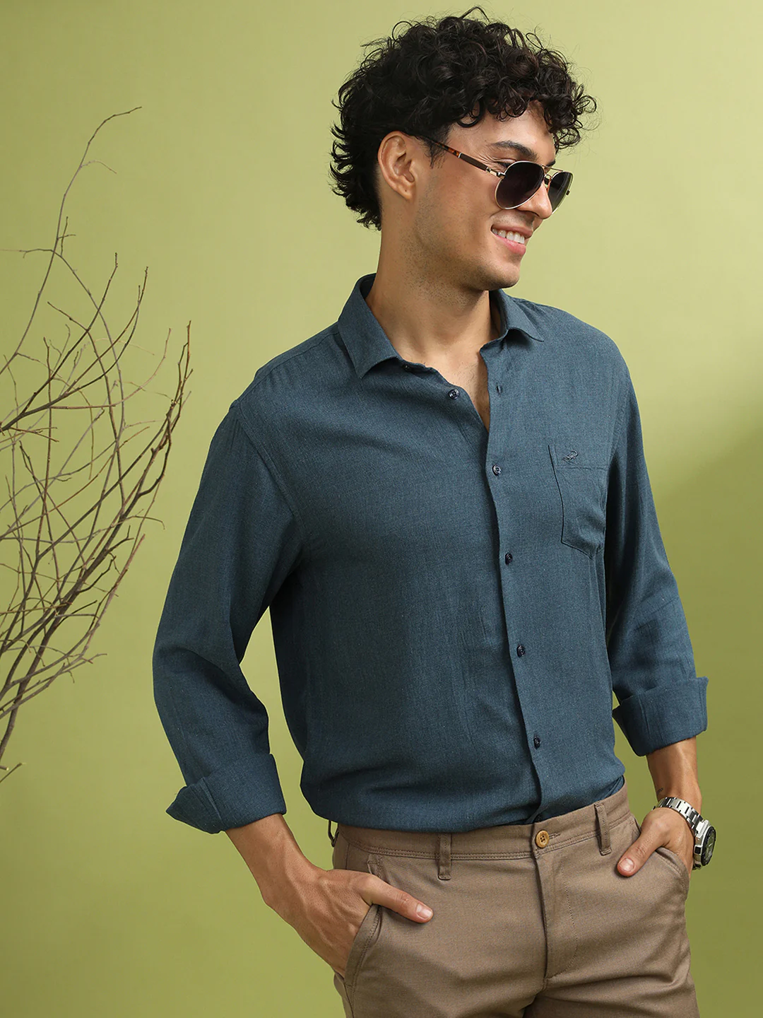 Ultra Soft Premium Viscose Melange Shirt Navy