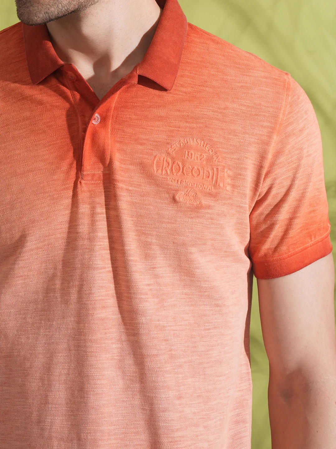 Reverse Garment Dyed Polo Shirt In Orange Rust