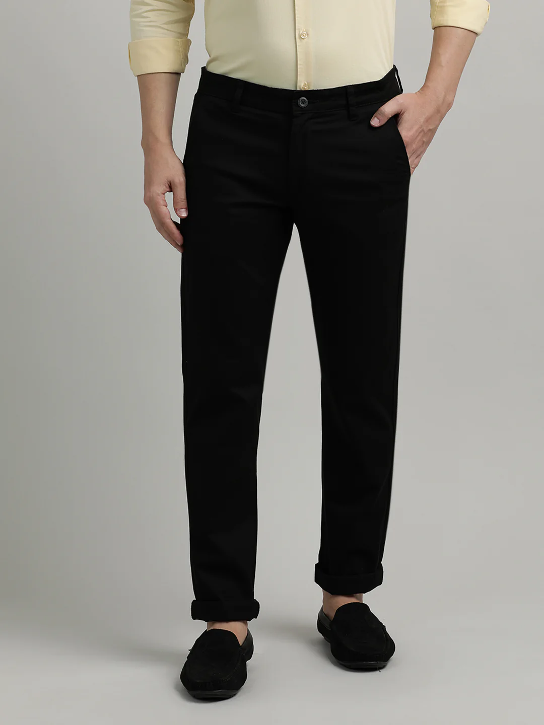 Black Solid Slim Fit Trouser