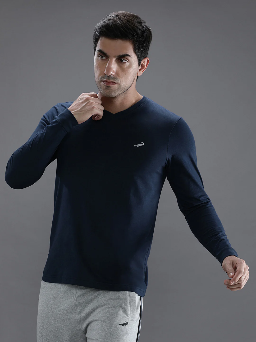 Casual Navy Solid T-Shirt