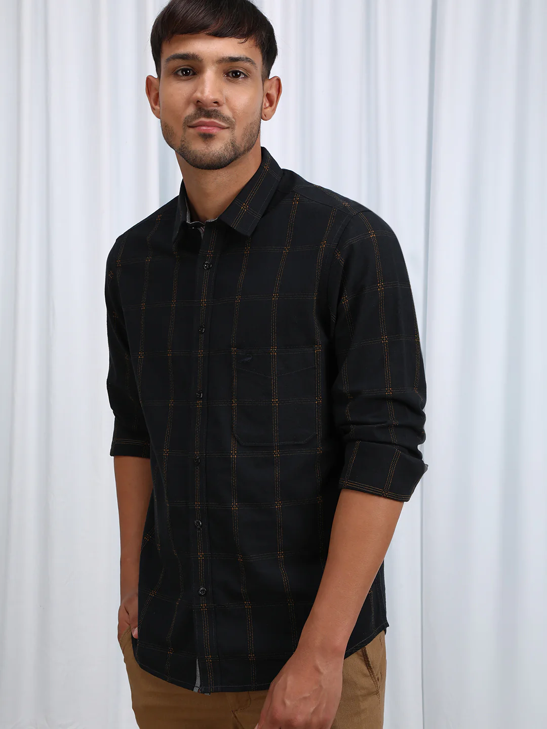 Black Checked Full Sleeve 100% Cotton Shirt