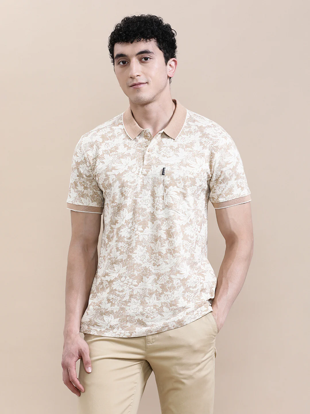 Slim Fit Cream AOP T-Shirt