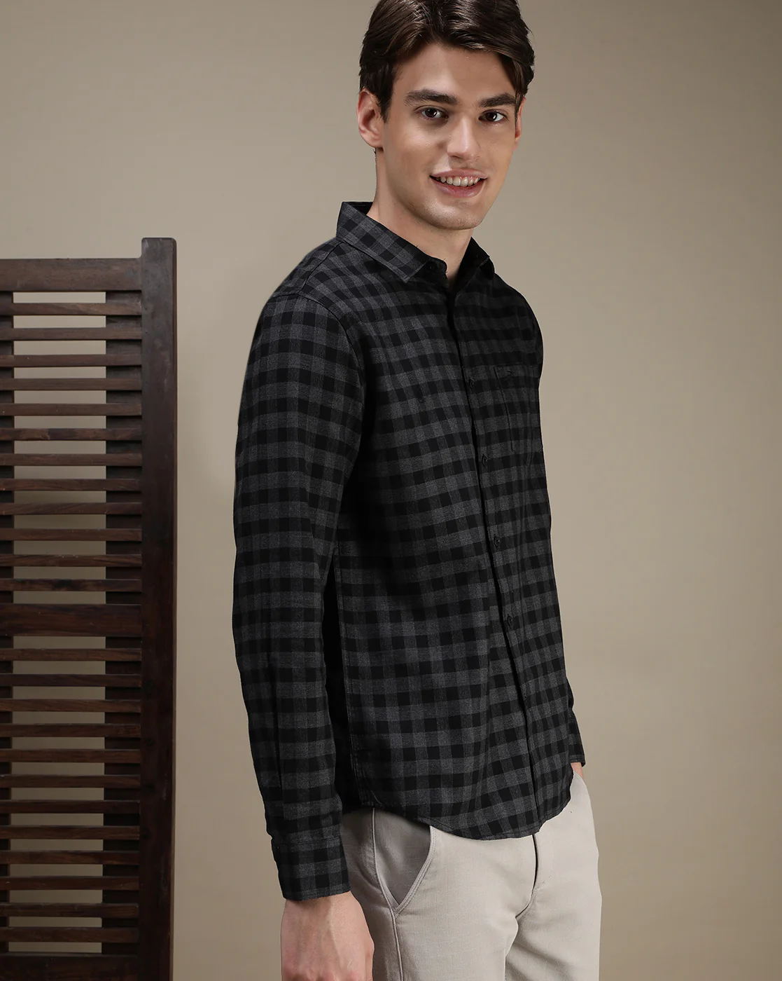 Black Checked Full Sleeve Shirt