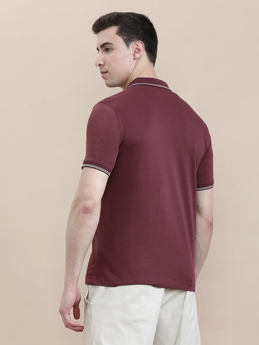 Maroon Solid Polo T-Shirt with Pocket