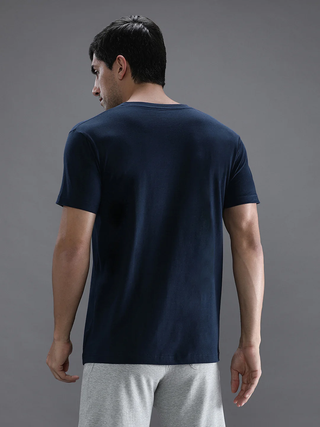 Navy Solid Casual T-Shirt