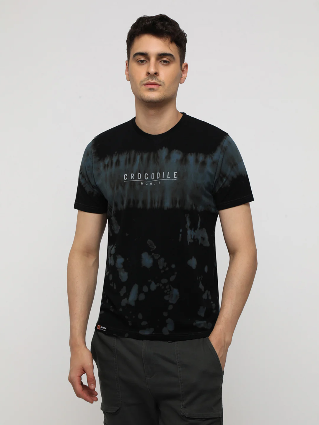 Tie Dye Letter Graphic T-Shirt in Black