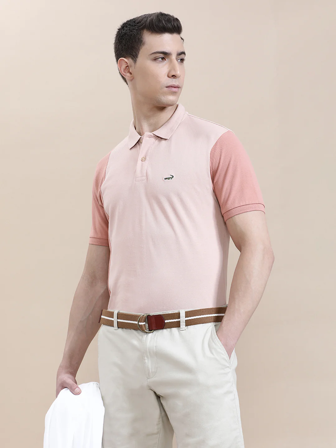 Colorblock Slim Fit Polo Pink
