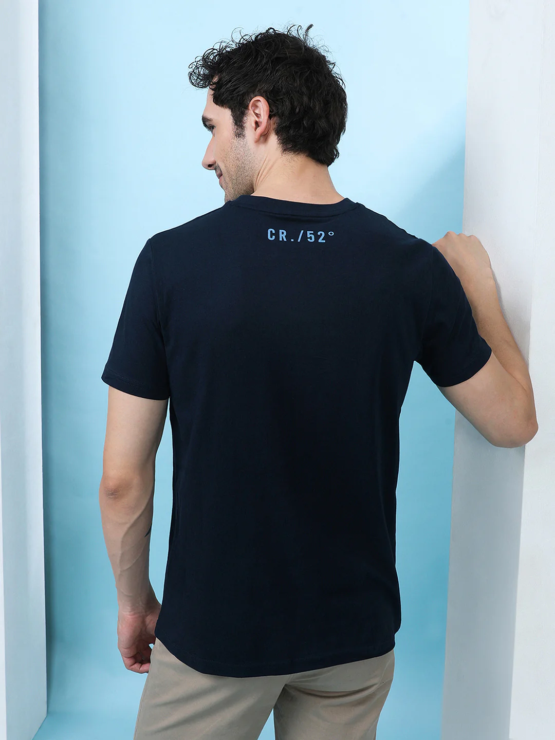 Navy Printed Casual T-Shirt