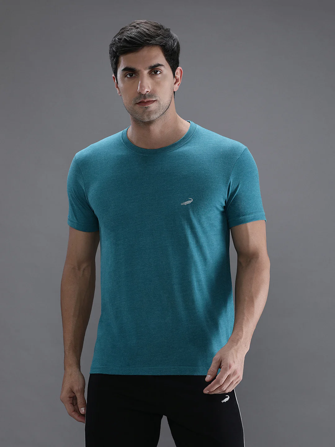 Solid Casual T-Shirt Green Melange