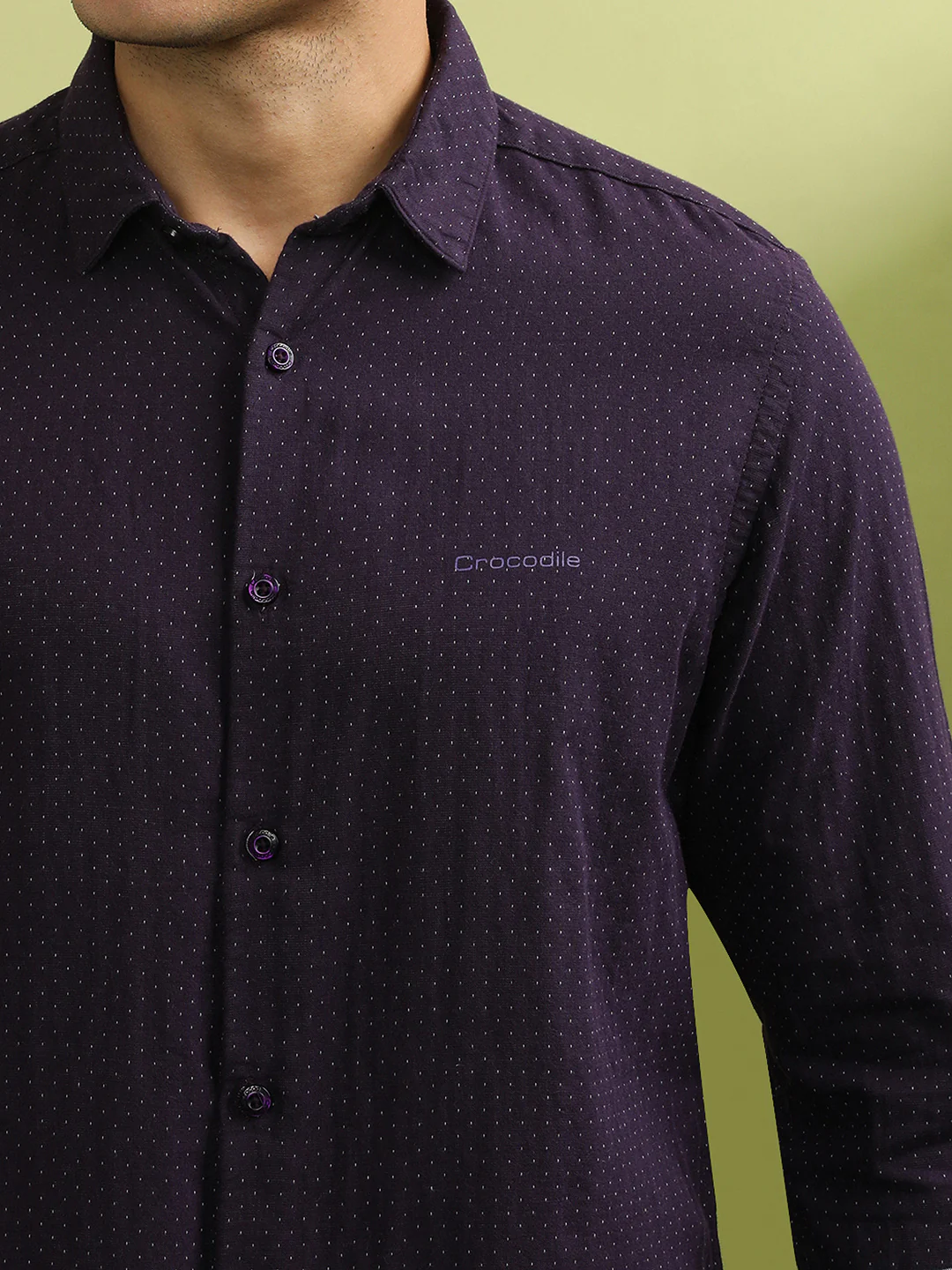 Wine Brown Printed Full Sleeve 100% Cotton Shirt