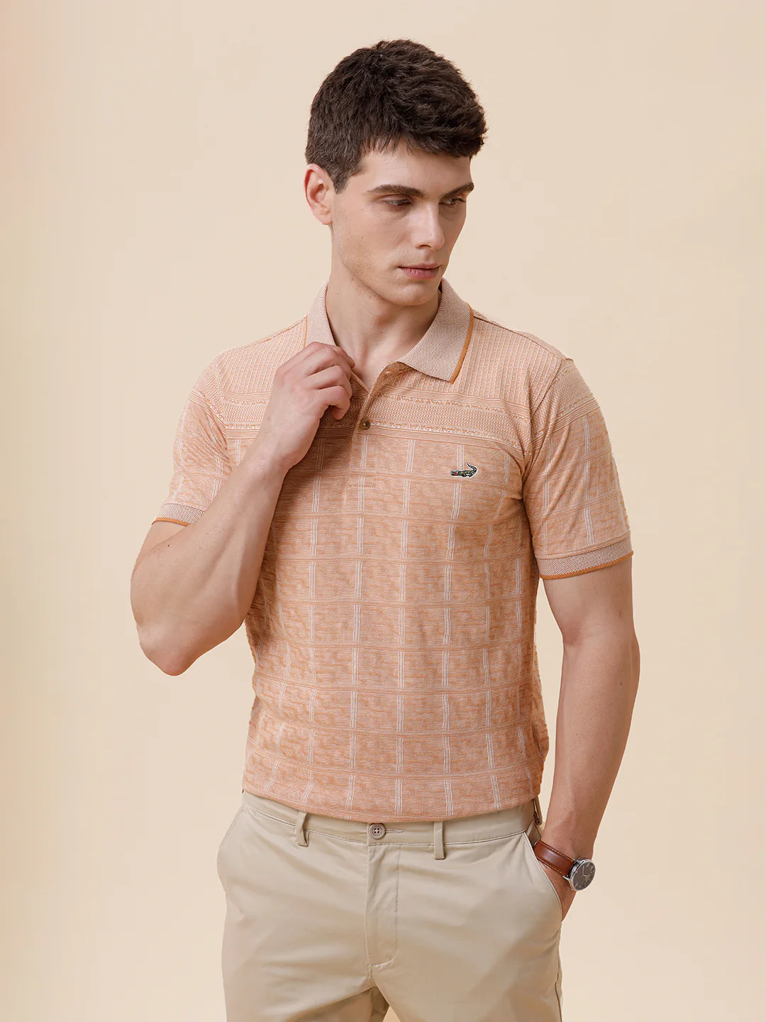 Stripe Half Sleeve Casual Polo T-Shirt