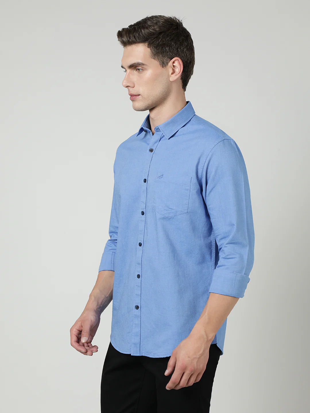 Blue Solid Full Sleeve Shirt