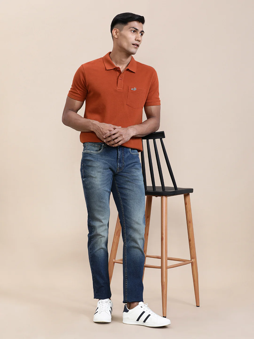 Brown Tinted Washed Slim Fit Jeans