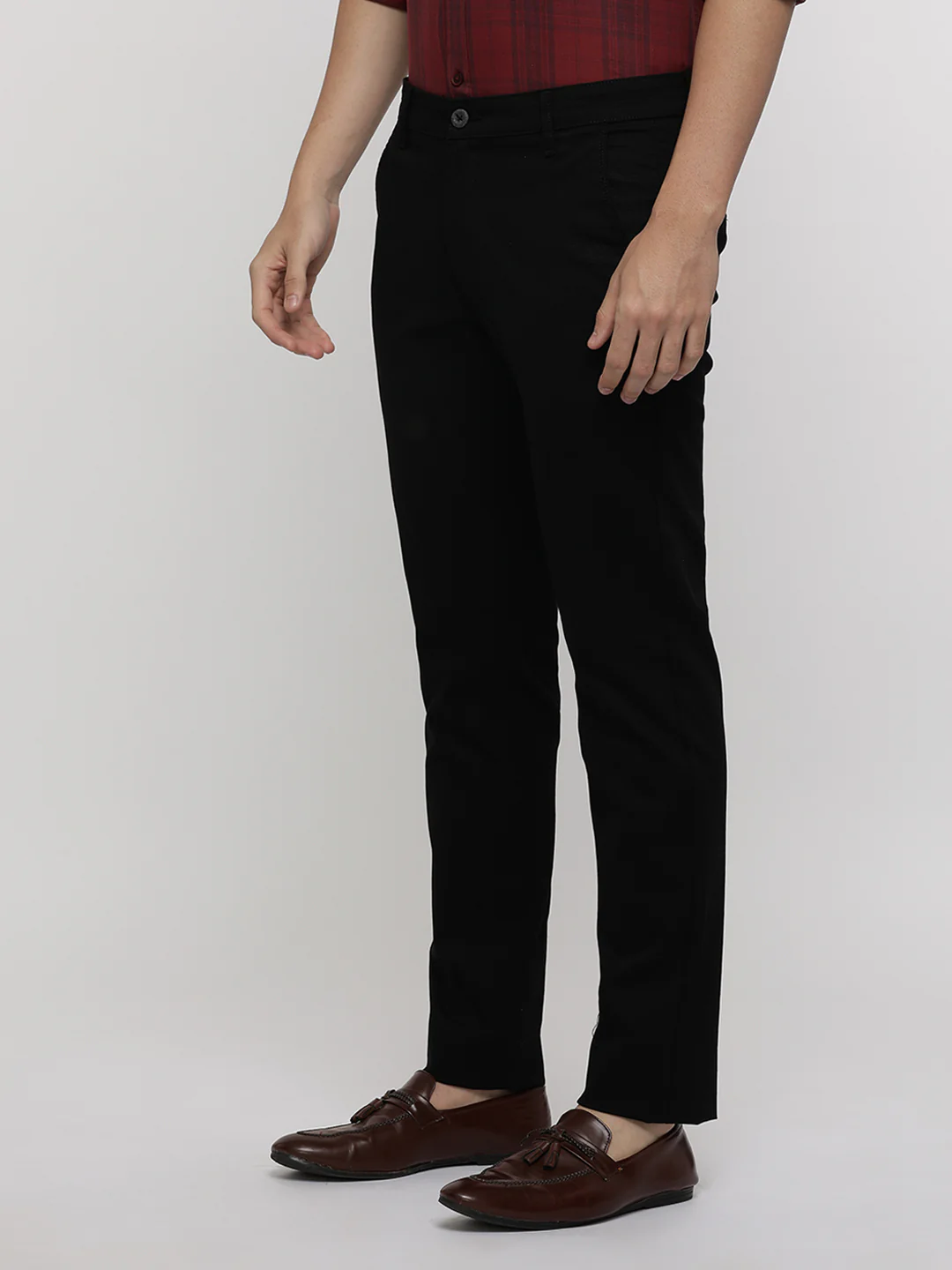 Textured Stretch Black Trouser
