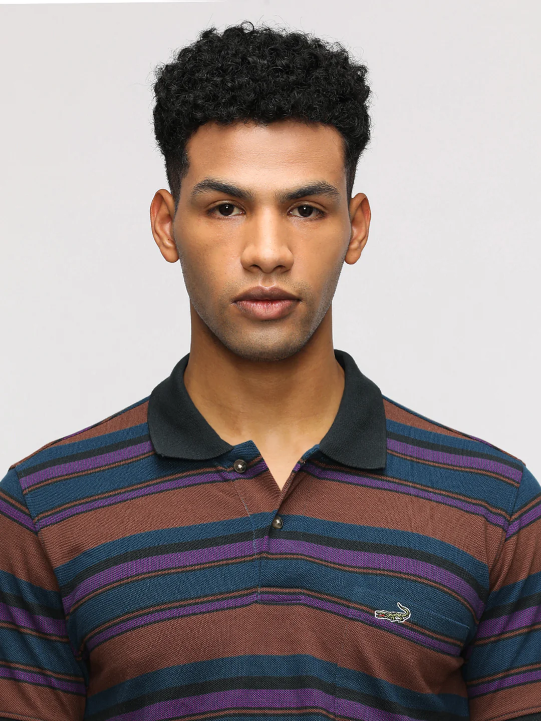Sporty Brown/Green Collared Polo