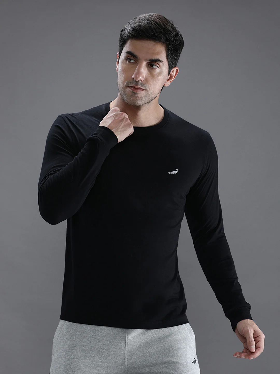 Casual Black Solid T-Shirt