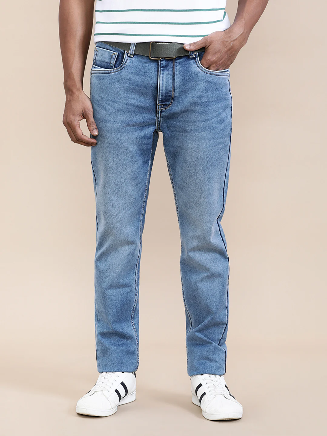 Stone Washed Blue Slim Fit Jeans