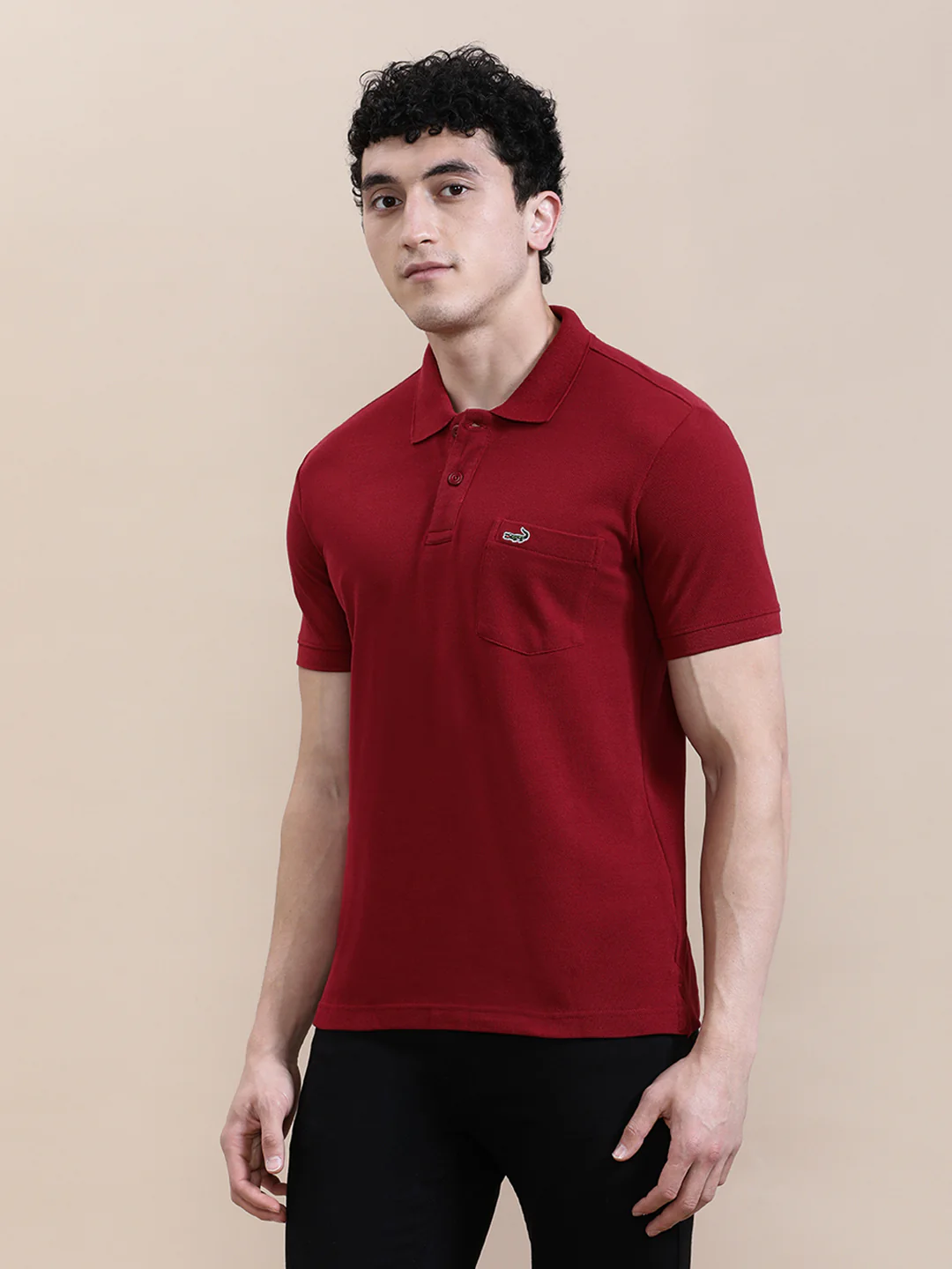 Brick Red Solid Polo T-Shirt with Pocket