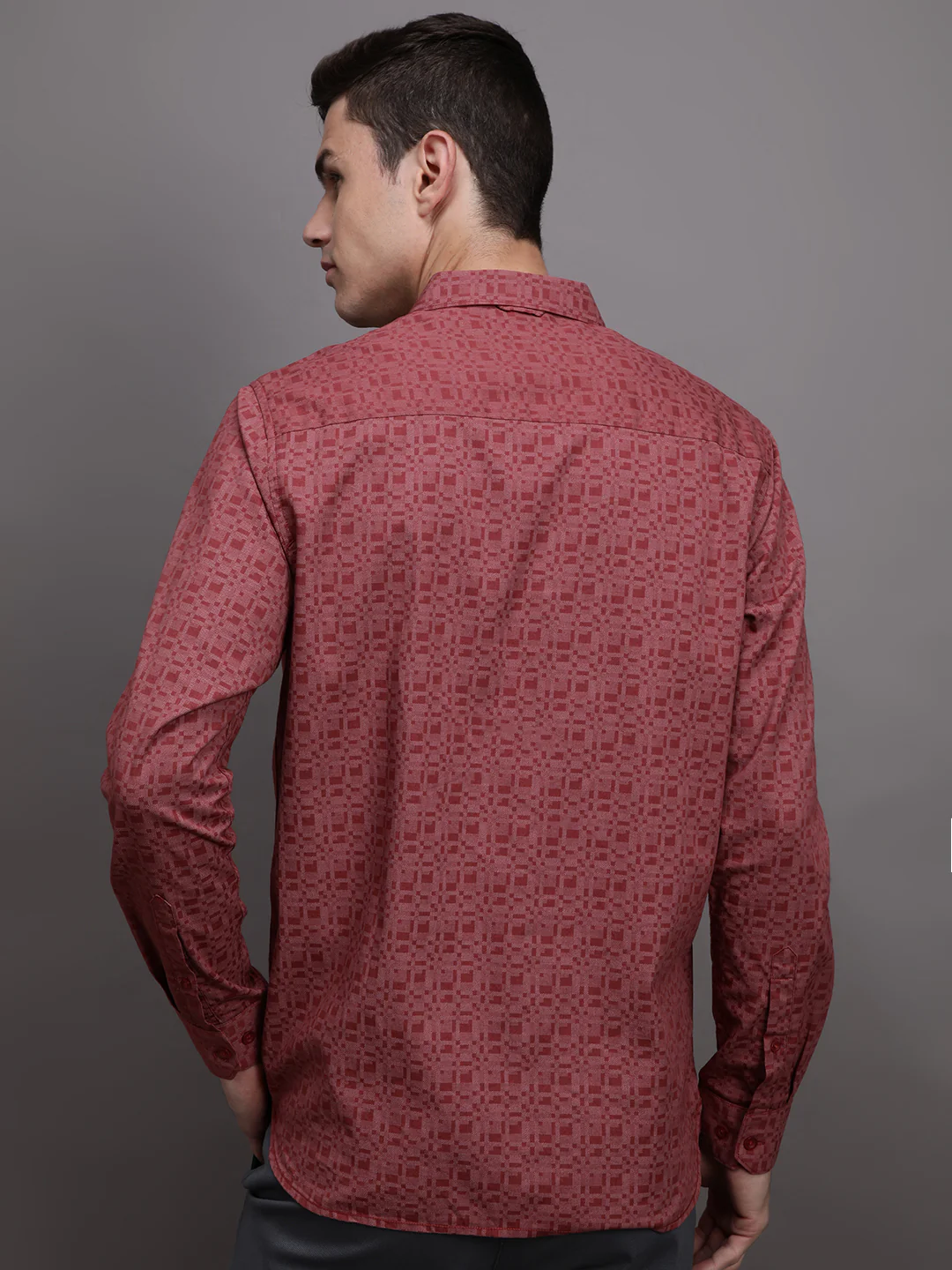 Rust Brown Printed Full Sleeve 100% Cotton Shirt