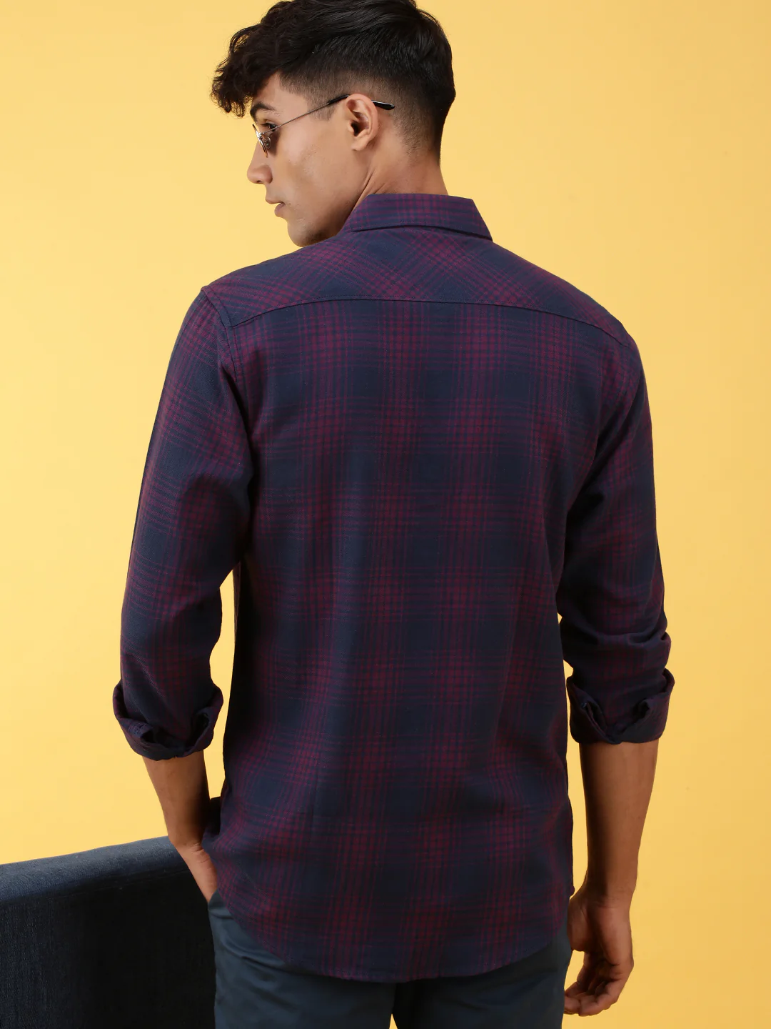 Dark Pink Checked Full Sleeve 100% Cotton Shirt