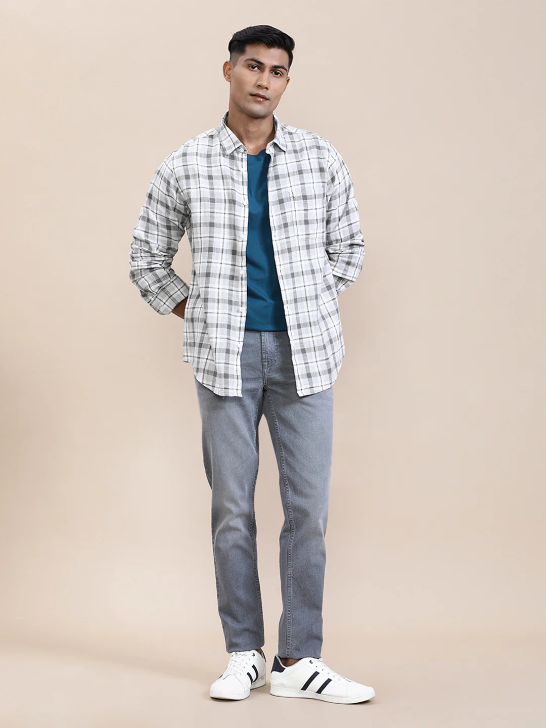 Stone Wash Slim Fit Grey Jeans