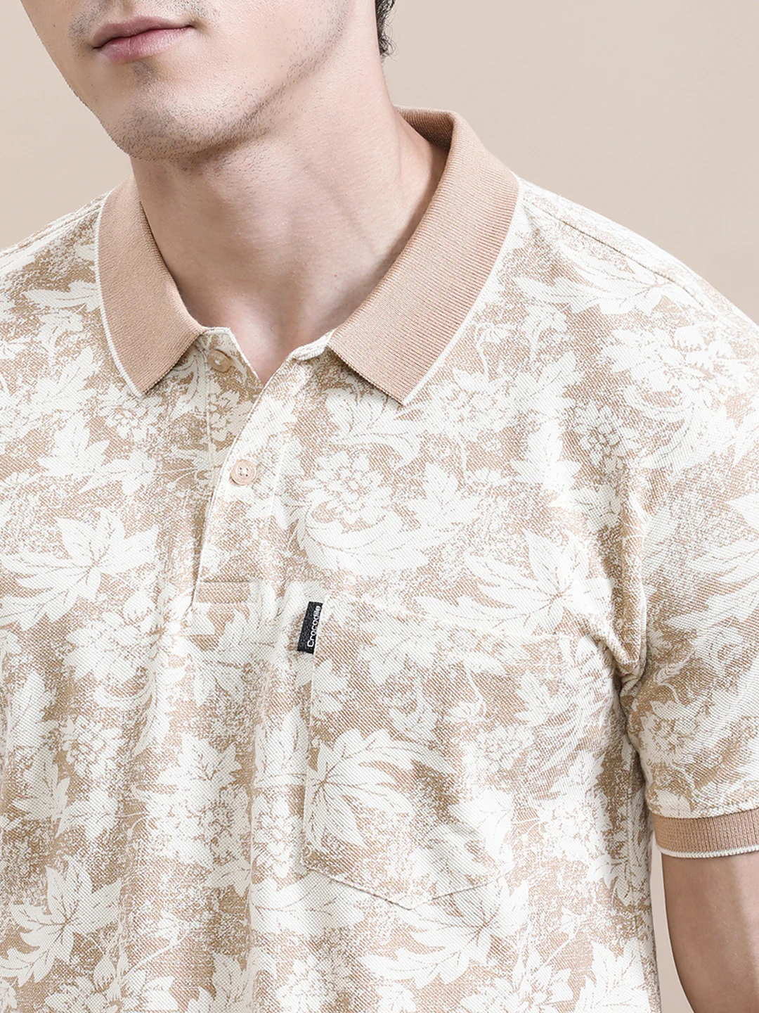 Slim Fit Cream AOP T-Shirt