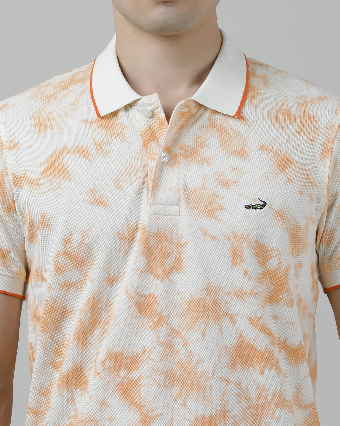 Orange Tie and Dye Polo T-Shirt