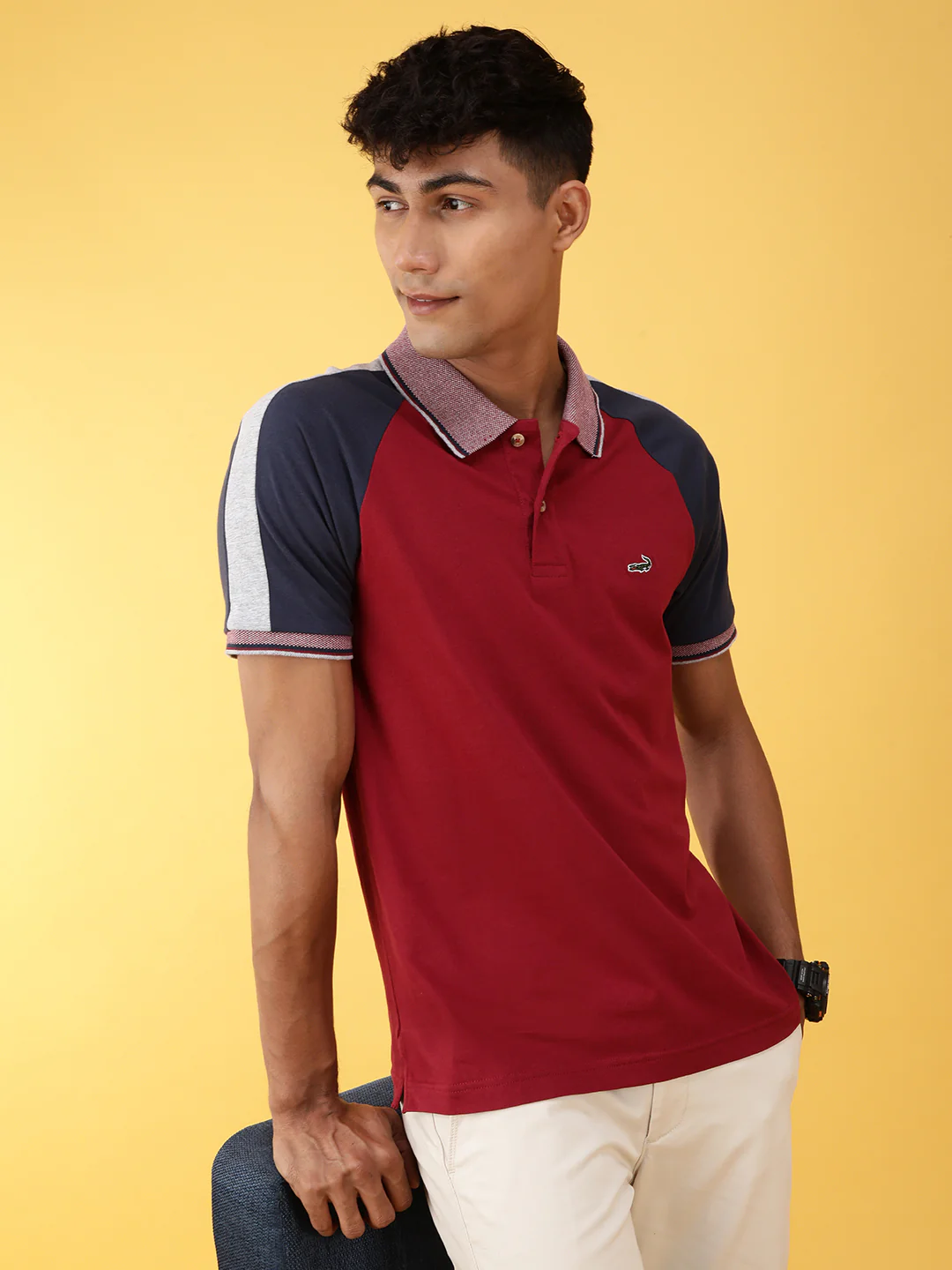 Red Colourblocked Polo T-Shirt