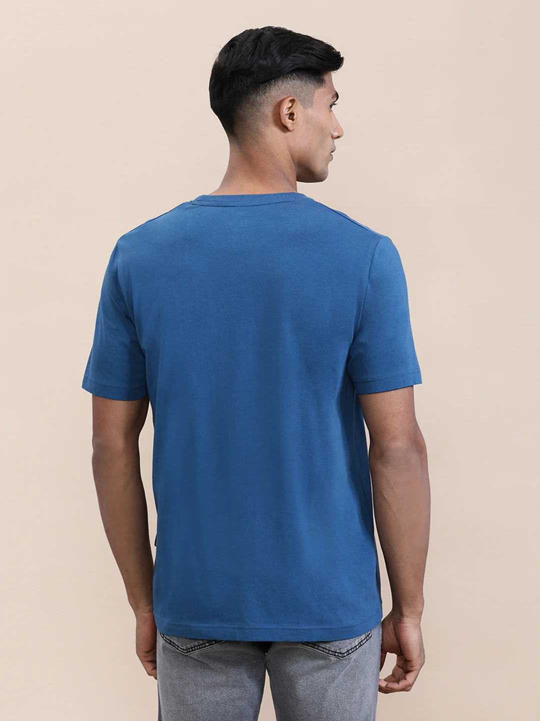 Chest HD Print Slim Fit T-Shirt Blue