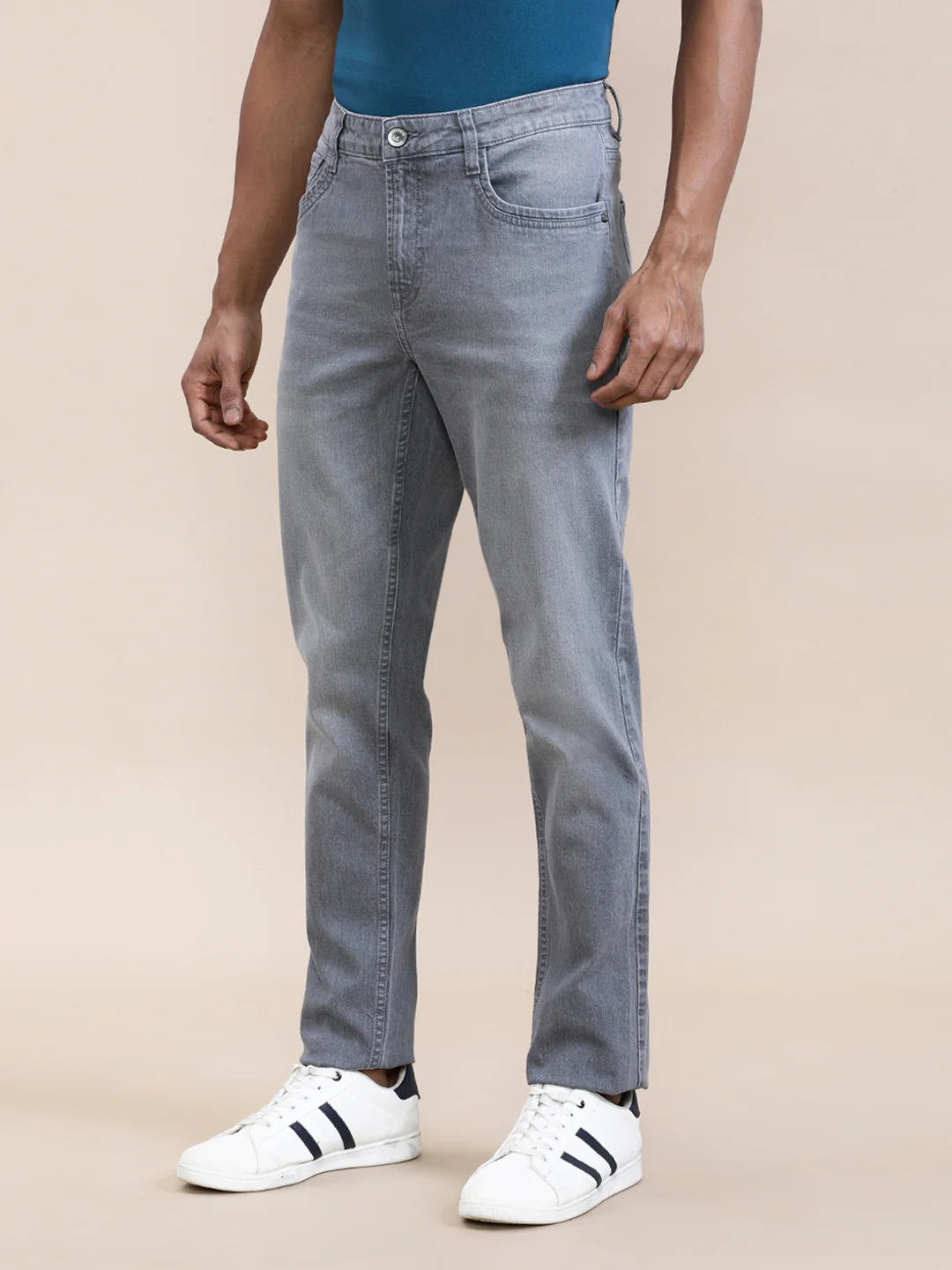 Stone Wash Slim Fit Grey Jeans