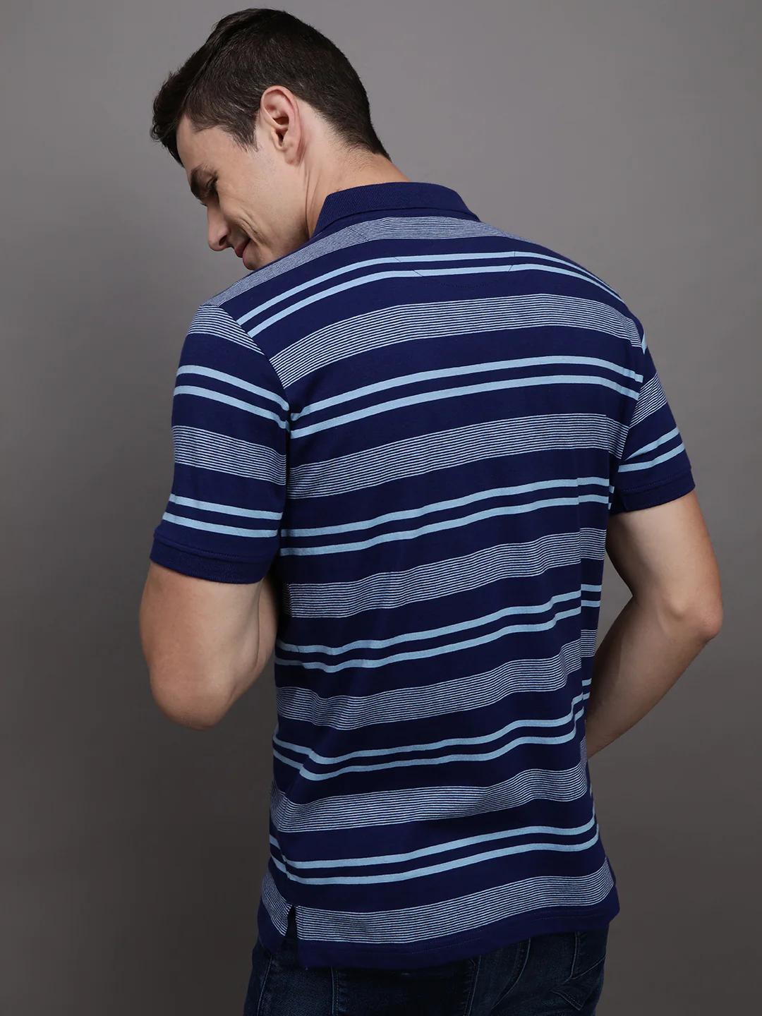 Striped Blue Casual Polo T-Shirt