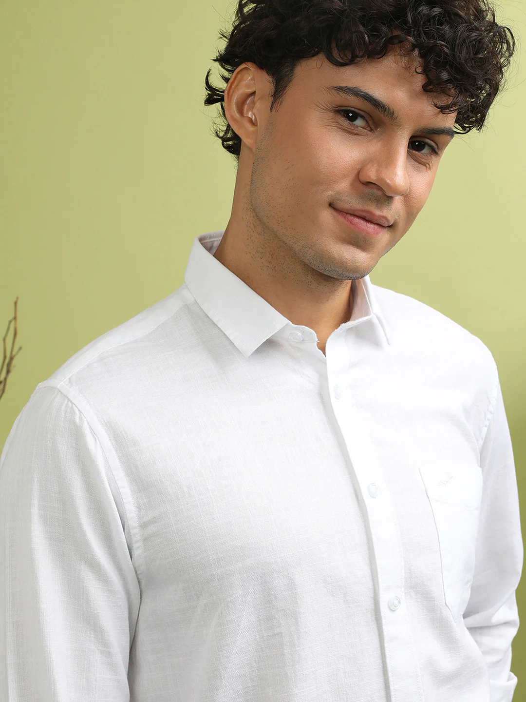 100% Cotton Textured Casual Shirt White