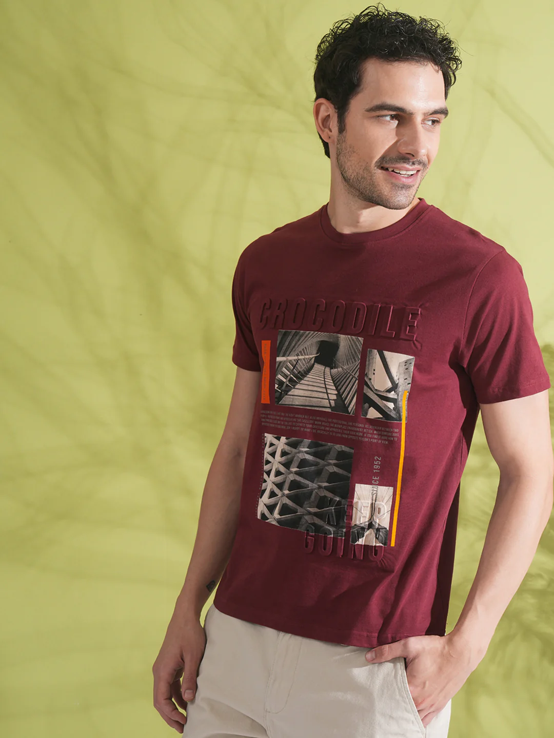 Embossed Word Logo With Print In Wine