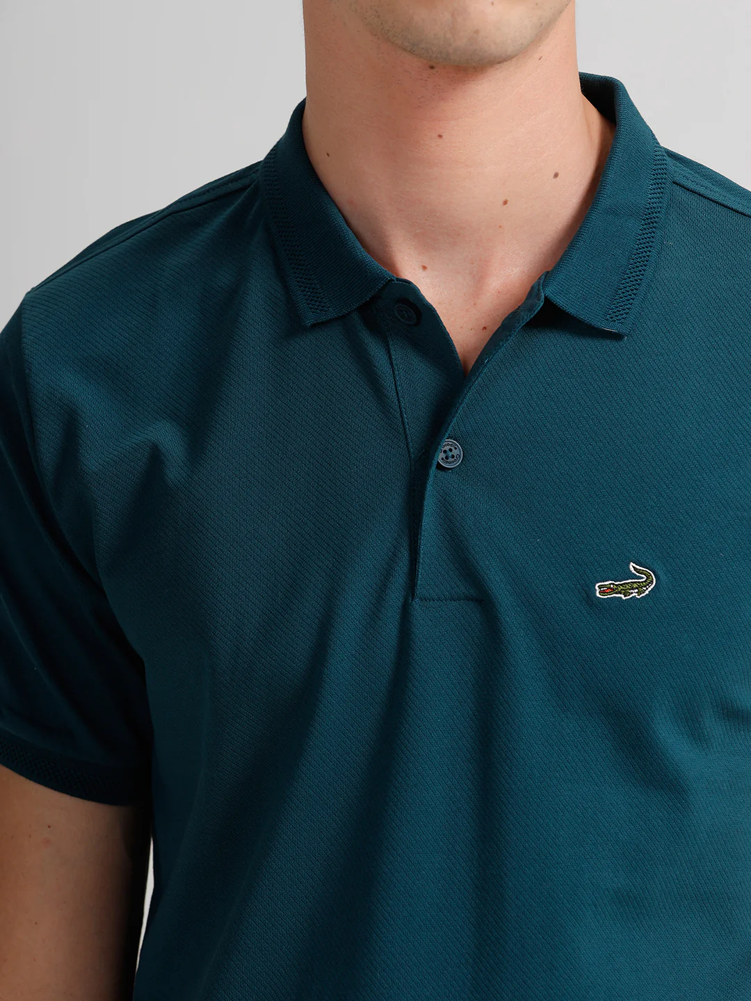 Solid Blue Slim Fit Polo T-Shirt