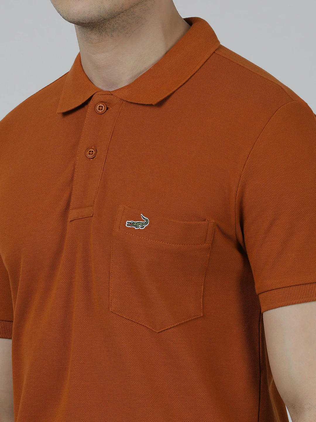 Solid Brown Slim Fit Polo T-Shirt with Pocket