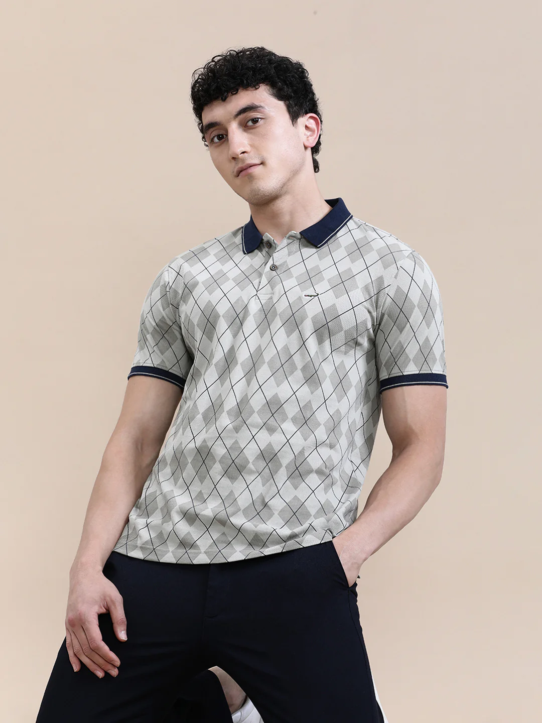 Diamond AOP Slim Fit Polo Black