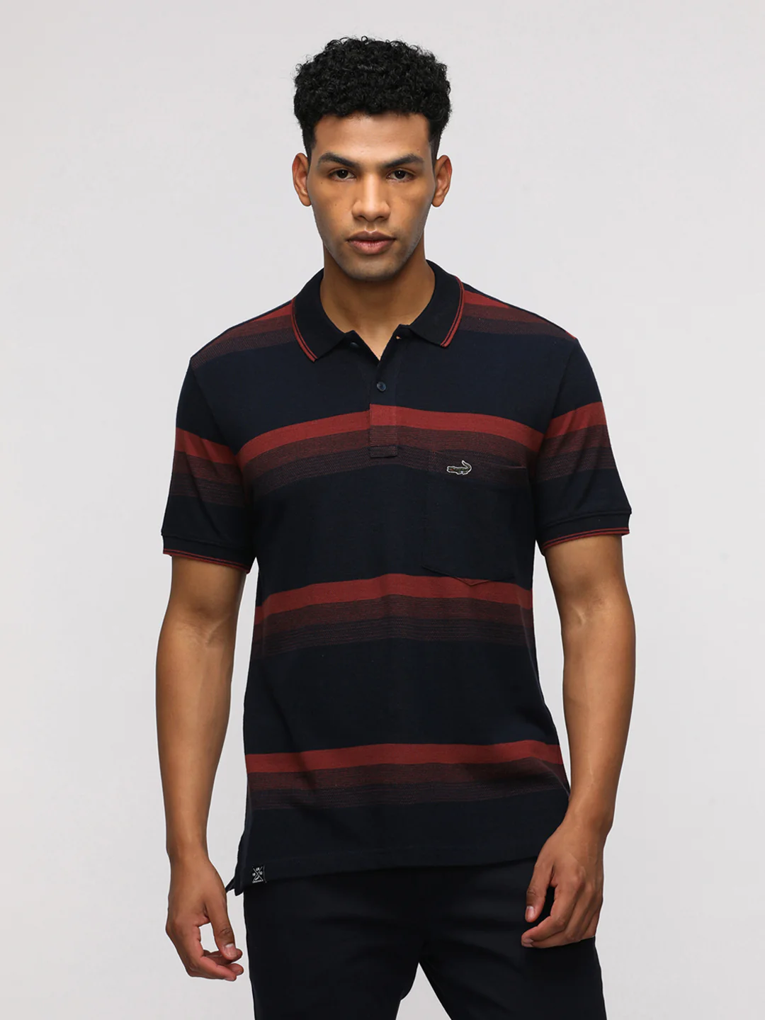 Classic Navy Collared Striped Polo
