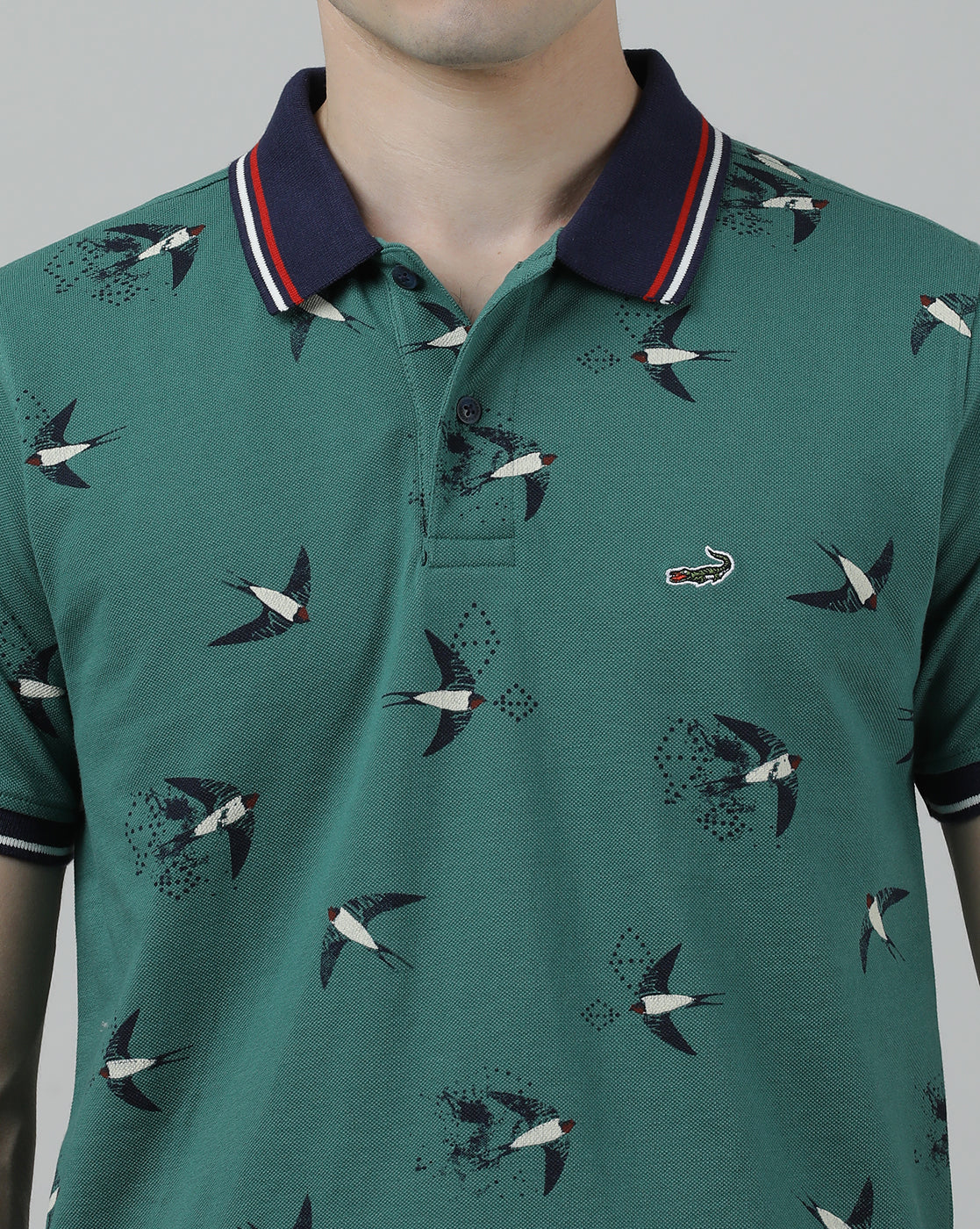 Printed Casual Polo T-Shirt Green