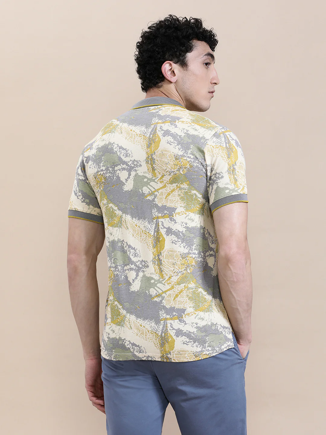 Slim Fit Beige AOP T-Shirt