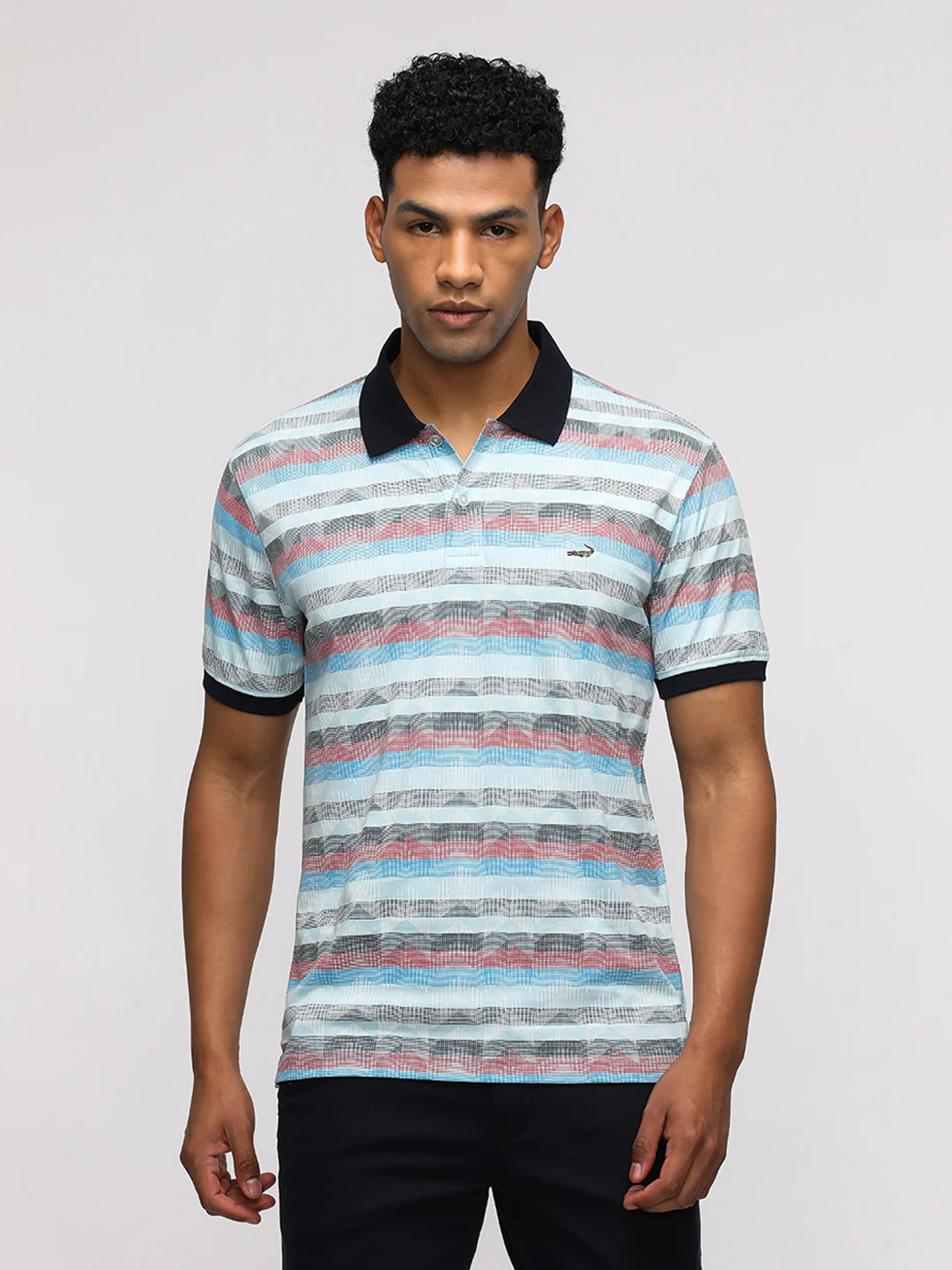 Polo Neck Sporty Red T-Shirt with Single Jersey