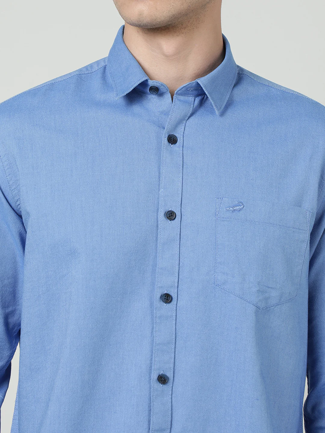Blue Solid Full Sleeve Shirt
