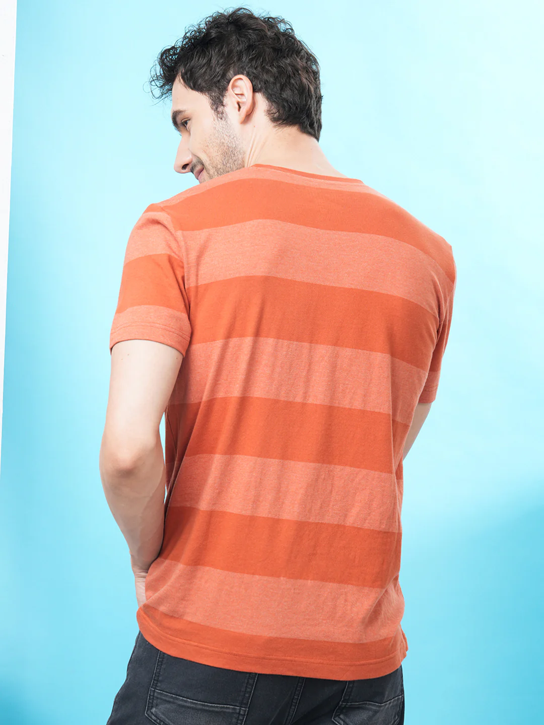 Over Dyed Striped T-Shirt In Rust