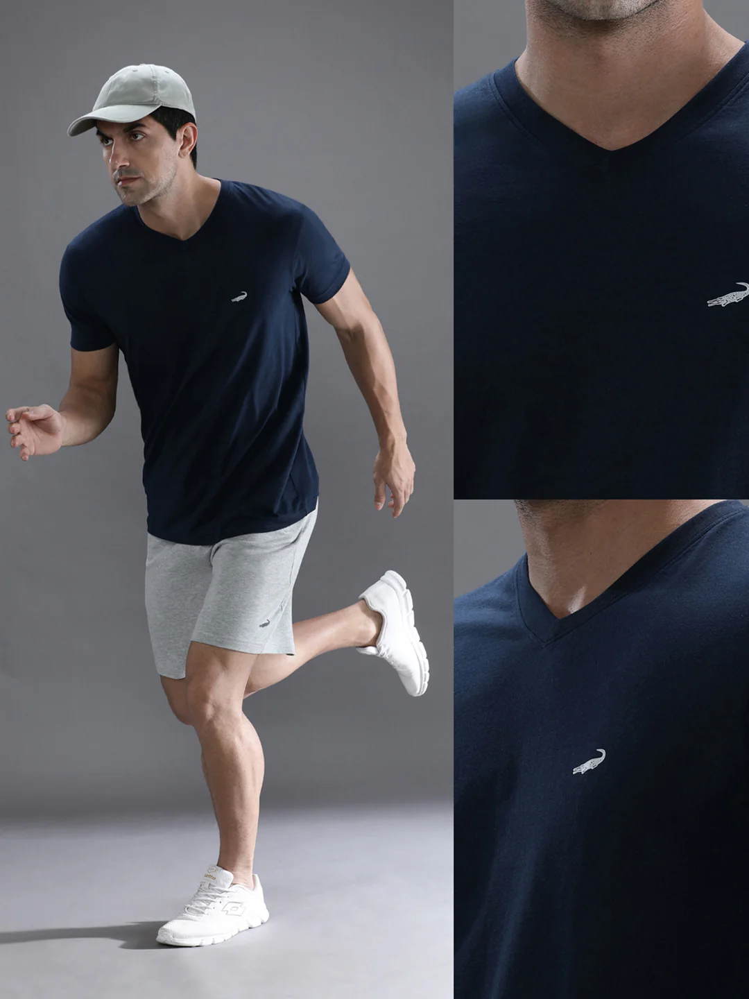 Navy Solid Casual T-Shirt