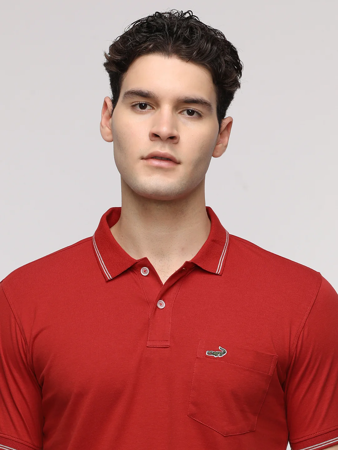 Bright Solid Polo T-Shirt with Pocket in Red