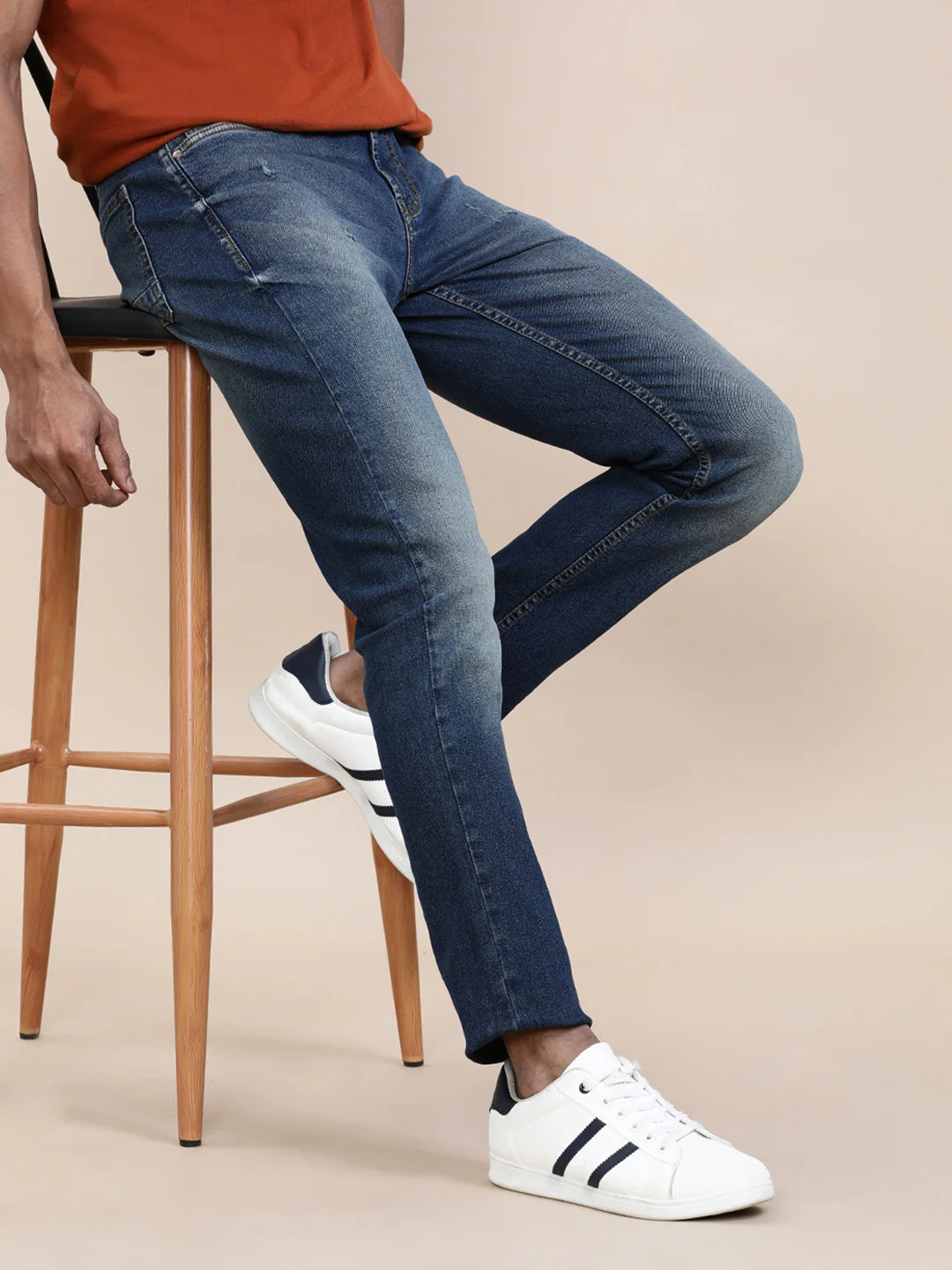 Brown Tinted Washed Slim Fit Jeans